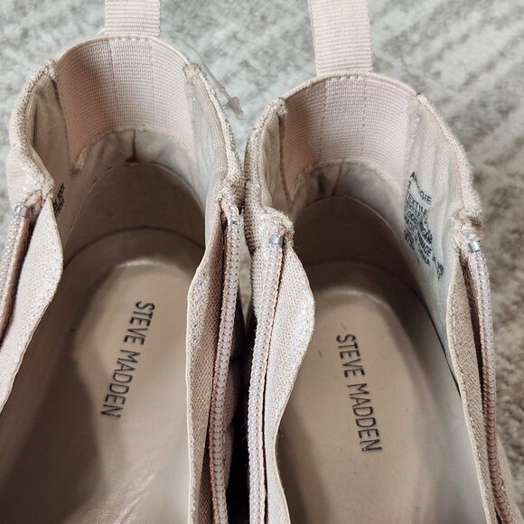 Steve Madden girls Adaptive Reggie iridescent beige wedge sneakers size 3 youth - Picture 11 of 12